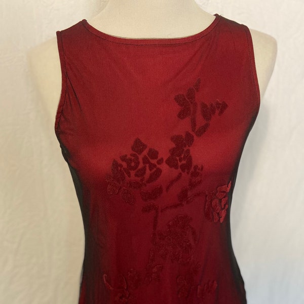 1990s Dress, Vintage Floral Dress, Red Dress, 1990s Style, Sleeveless Dress, Size Medium Dress, Vintage Dress, Vintage Fashion