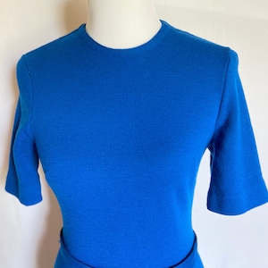 1960&#39;s Dress, Vintage Comfy Dress, Size Medium Dress, Belted Dress, Casual Dress, Winter Dress, 1960s Fashion, Bright Blue Dress, Casual