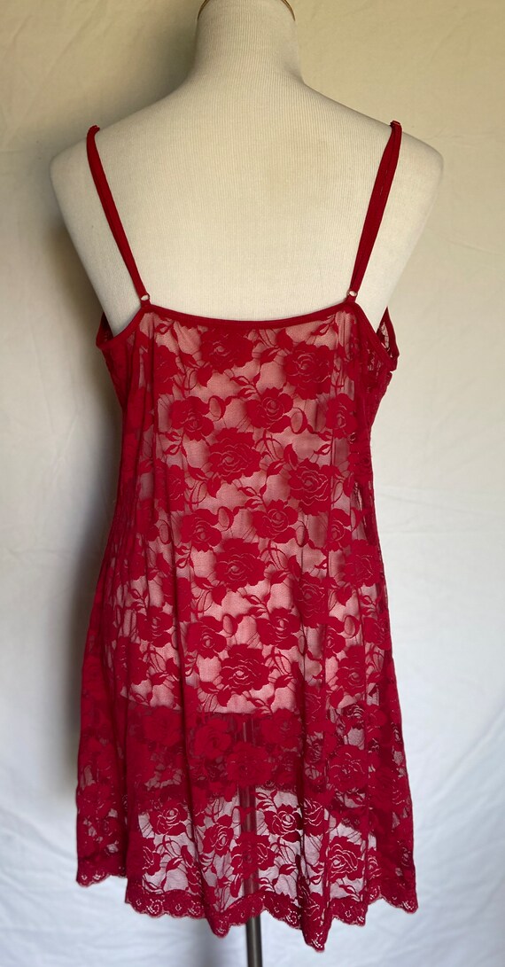 Red Lace Nightgown, Vintage Floral Lingerie, Sexy… - image 3
