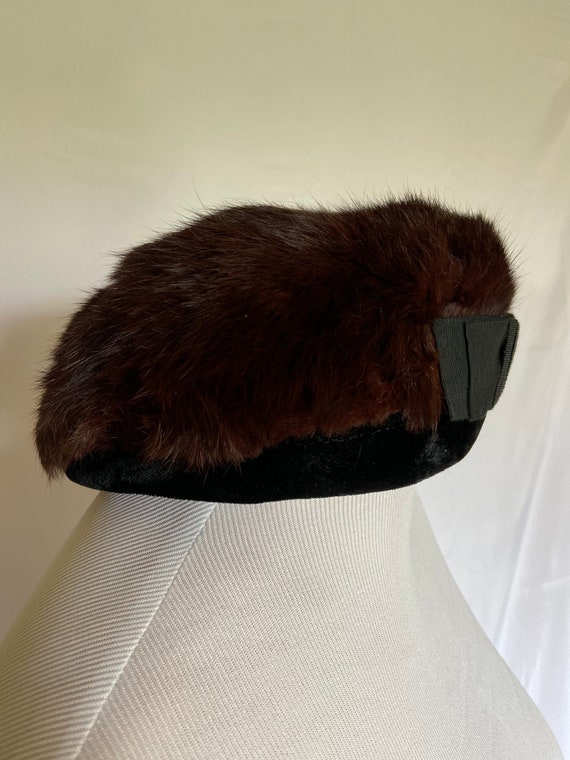 60s Style Pillbox, Faux Fur Pillbox, Vintage Brow… - image 2