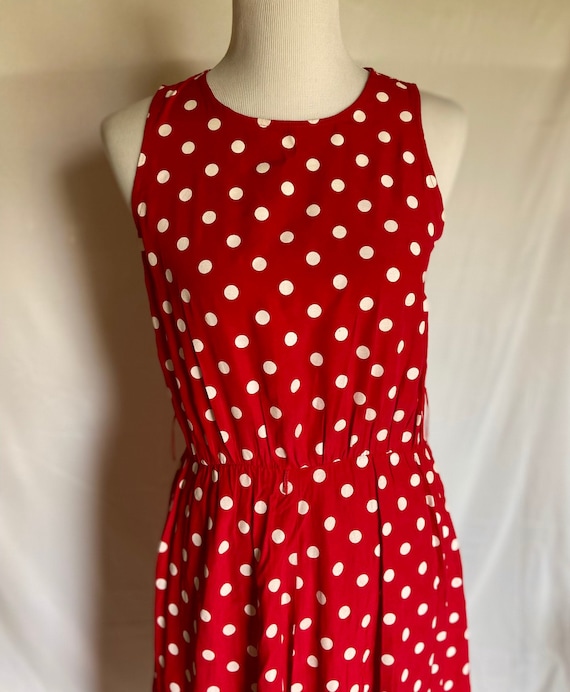 Vintage rode jurk rode stippen pin up stijl maat medium rockabilly stijl mouwloze zomerjurk mijn Michelle vintage jurk Etsy Nederland