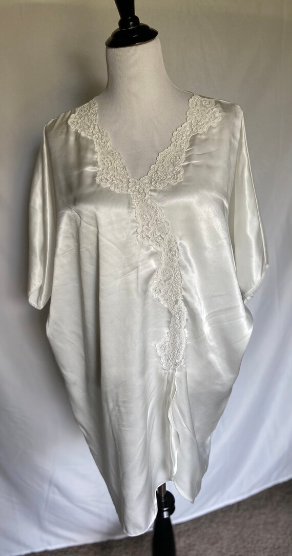 White Silk Nightgown, Vintage Nightgown, Linda Gem