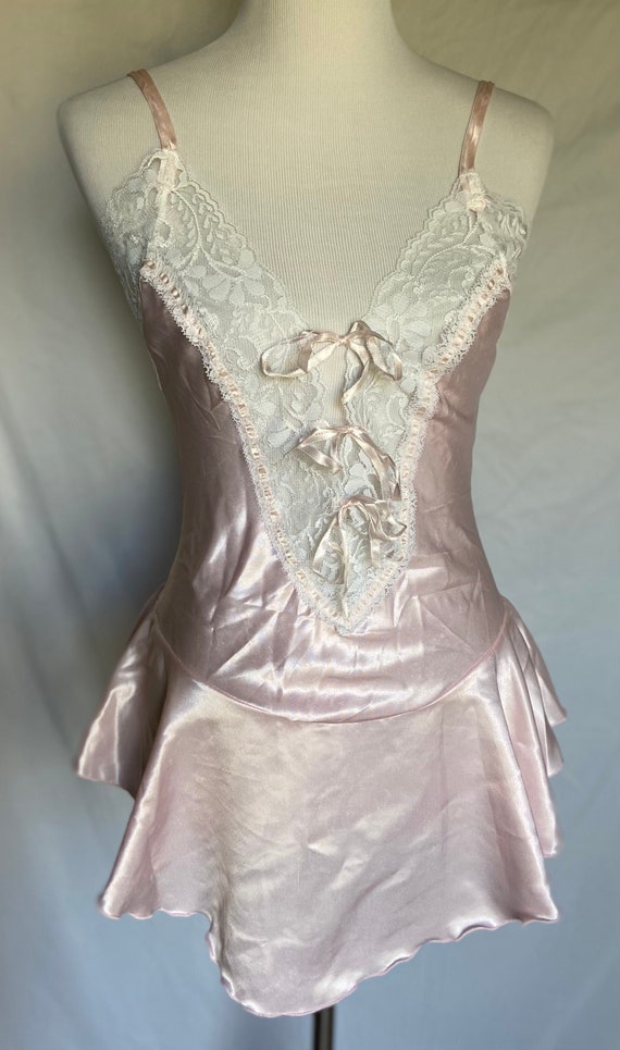 Vintage Pink Pajama Top Lace up Front Etsy