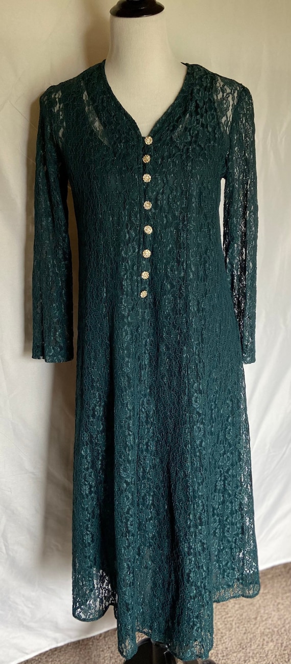 Emerald Lace Dress, Emerald Green, Vintage Lace Dr