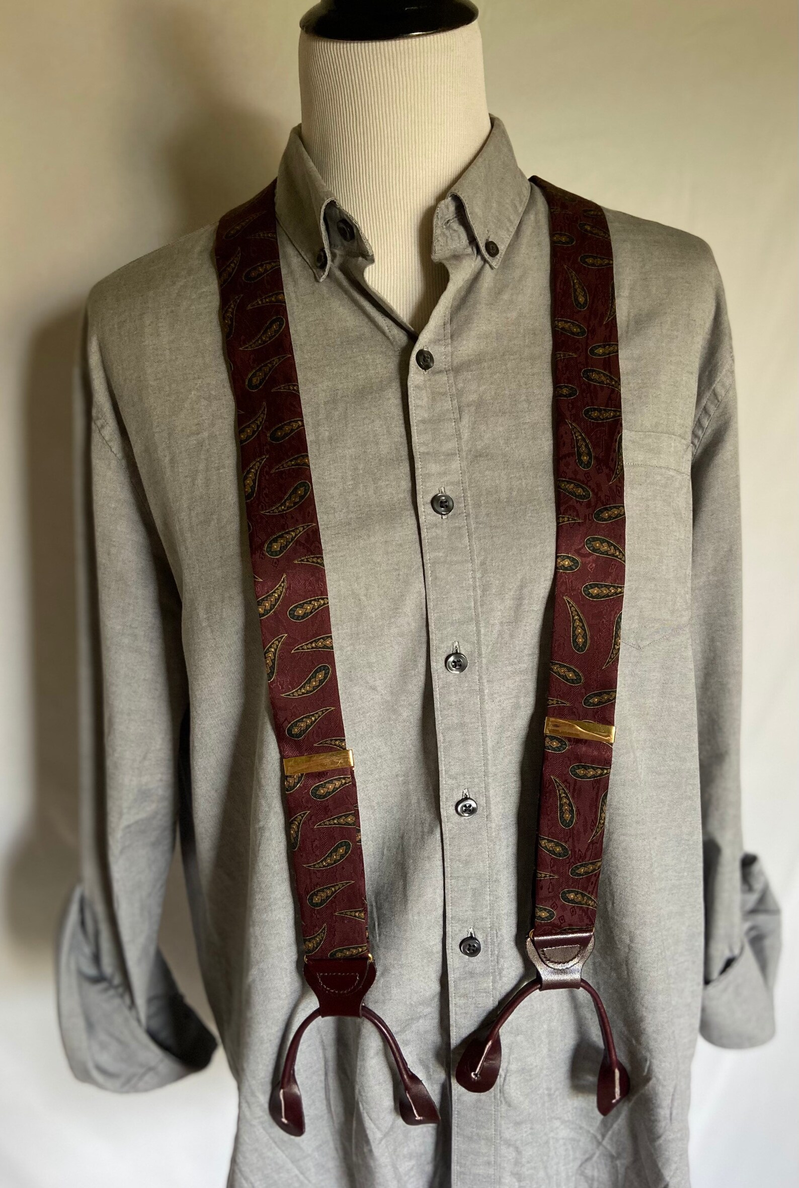 Trafalgar Suspenders Maroon Suspenders Vintage Etsy