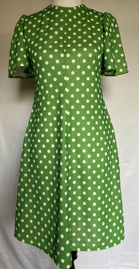 1950s Vintage Dress, Polka Dot Dress, 1950s Green 