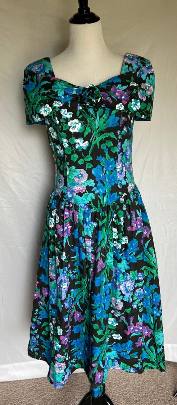 All That Jazz Dress, Vintage Floral Dress, Medium 