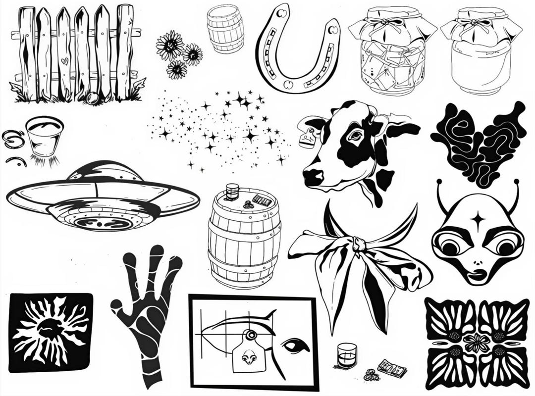 UFO Barnyard Temporary Tattoo Sheet - Etsy