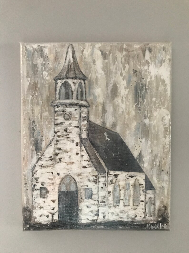 Acrylic Church Painting | Etsy