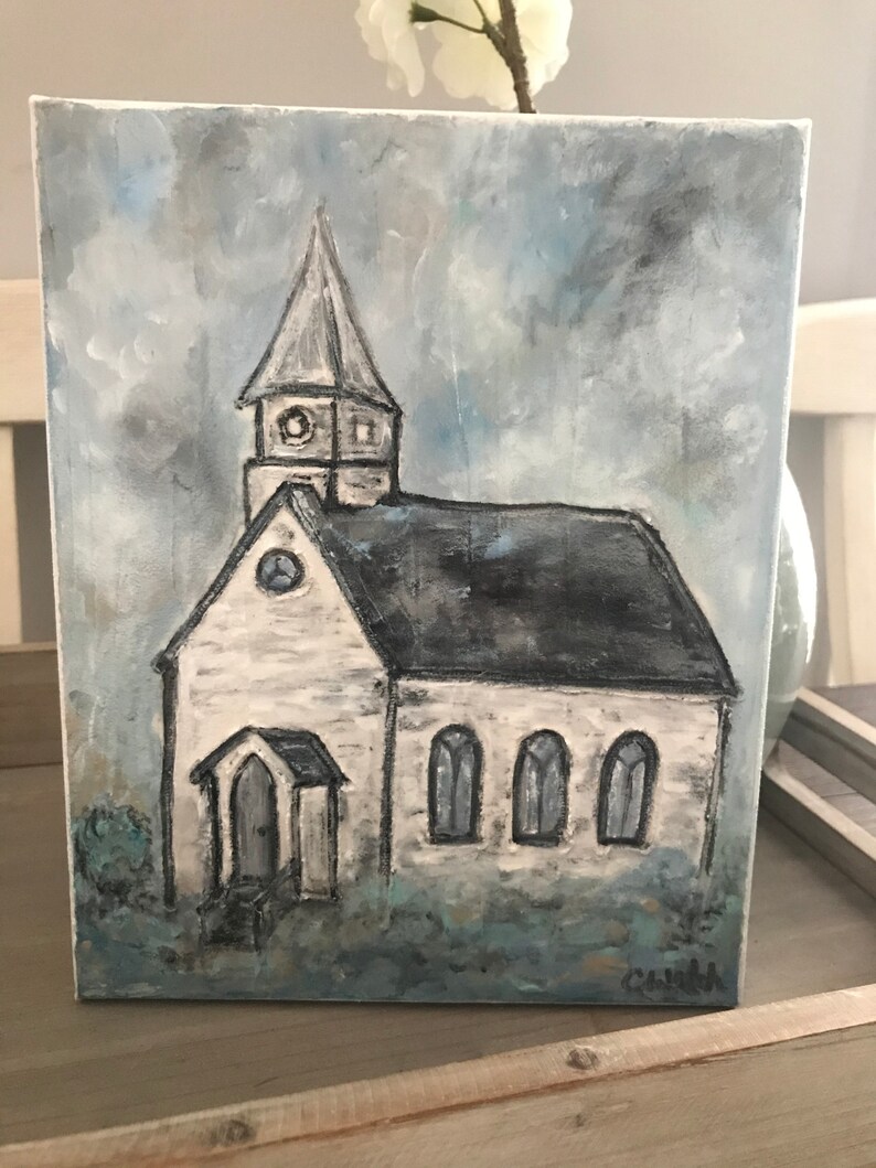 Textured Acrylic Church Painting - Etsy
