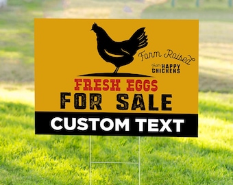 Custom Farm Fresh Chicken Eggs Yard Sign, 24x18, Double-Sided