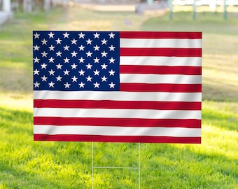 American Flag Yard Sign - 24x18  Double Sided