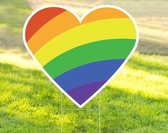 Pride Heart YARD SIGN cut to shape-Single Sided