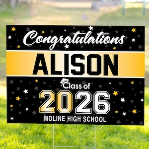 Personalized Graduation Yard Sign 2026 – Double Sided, Includes H-Stake