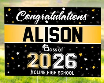 Personalized Graduation Yard Sign 2026 – Double Sided, Includes H-Stake