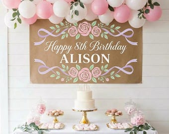 Custom Birthday Banner, Printed Kraft Paper Party Decor