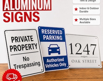 Custom Aluminum Sign, Personalized Text, Indoor/Outdoor
