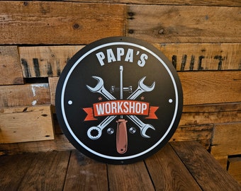 Personalized Dad's Workshop Sign, Aluminum Composite, Father's Day Gift