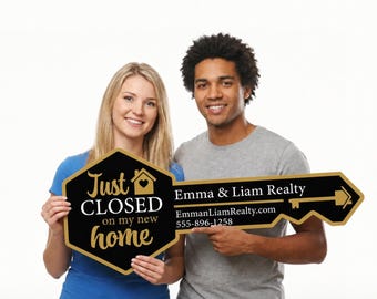 Custom Realtor Key Prop, Real Estate Marketing Sign, Just Closed Photo Prop, Personalized Sold Sign, New Homeowner Social Media Key