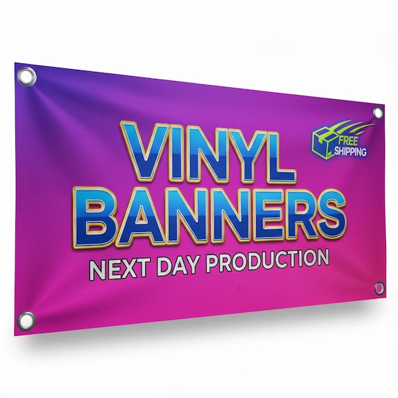 CUSTOM VINYL BANNERS - Event Banner - Business Banner - Waterproof, Hemmed, with Grommets