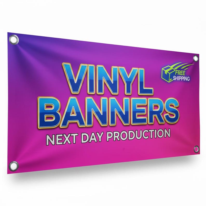 CUSTOM VINYL BANNERS - Event Banner - Business Banner - Waterproof, Hemmed, with Grommets image 1