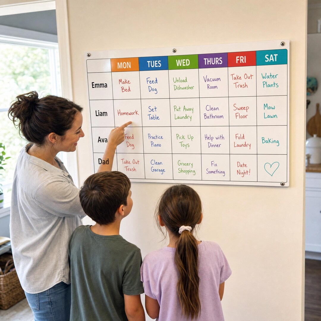 Personalized Family Chore Chart Dry Erase Board | Custom Kids Weekly ...