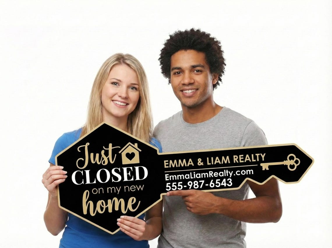 Sold Prop Sign Custom Realtor Key Prop, Real Estate Marketing Sign, Just Closed Photo ...