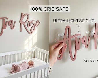 Custom Nursery Name Sign – Lightweight, Crib Safe Baby Room Decor