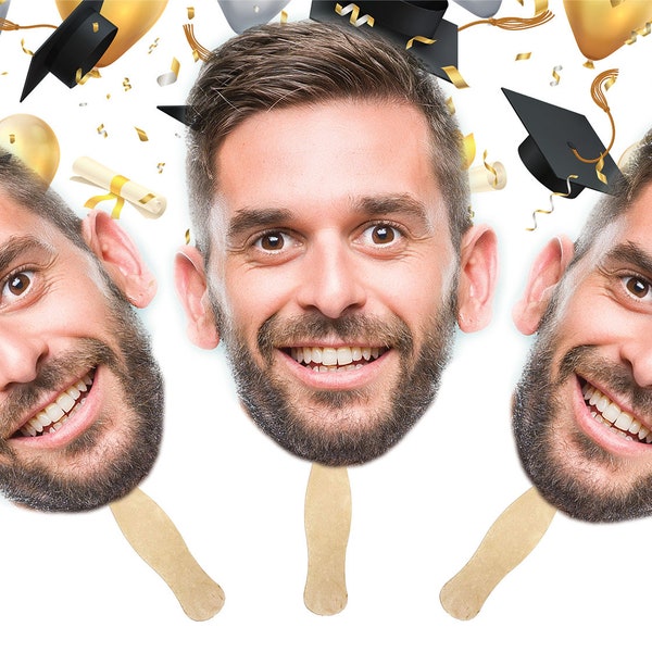 Graduation Face Fans, Wedding Faces, Bachelorette Groom Cutout, Birthday Party Fan Heads, Head-on-a-Stick