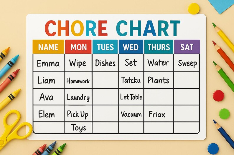 Personalized Family Chore Chart Dry Erase Board | Custom Kids Weekly ...