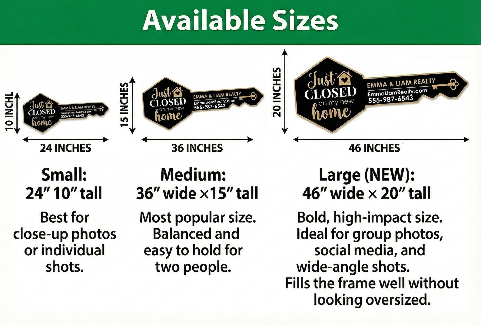 Realty Props Custom Realtor Key Prop, Real Estate Marketing Sign, Just Closed Photo ...