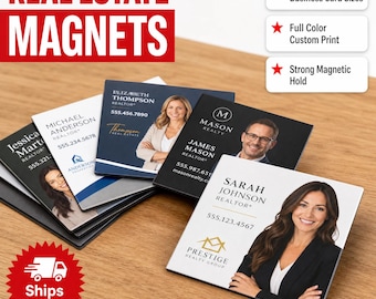 Custom Real Estate Magnets - Square or Round, Business Card Size