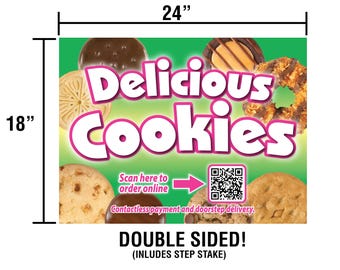 Scout Cookies with QR code YARD SIGN 24in x 18in Double Sided