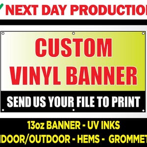 Custom Vinyl Banners - Business, Event, & Party Supplies - Waterproof, Hemmed, with Grommets