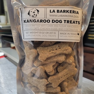 Kangaroo Dog Treats by La Barkeria. Handcrafted in Small-Batches with Limited Ingredients.