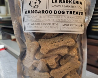 Kangaroo Dog Treats by La Barkeria. Handcrafted in Small-Batches with Limited Ingredients.