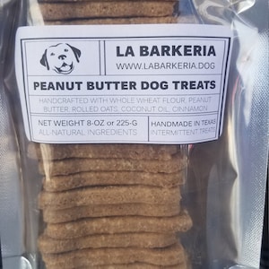 Peanut Butter Dog Treats by La Barkeria. Handcrafted in Small-Batches with Limited Ingredients.