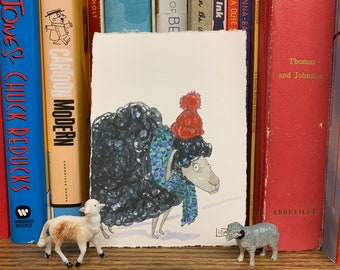 Shannon- Pequeño (5x7) Impresión de pintura de ovejas