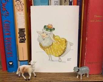 Lachlan- Impresión de pintura de oveja pequeña (5x7)