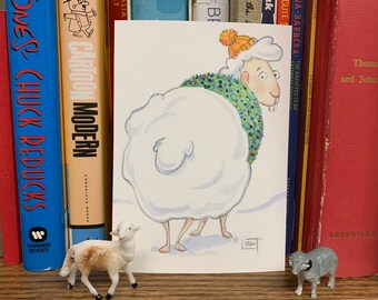 Gulliver- Pequeño (5x7) Impresión de pintura de oveja