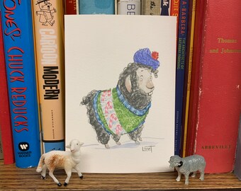 Kerry- Pequeño (5x7) Impresión de pintura de oveja