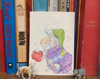 Auley- Pequeño (5x7) Impresión de pintura de oveja