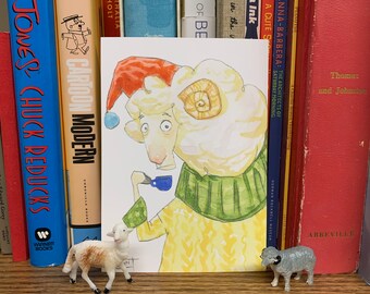 Finnegan- Pequeño (5x7) Impresión de pintura de ovejas