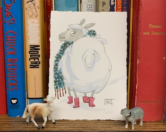 Finola- Impresión de pintura de oveja pequeña (5x7)