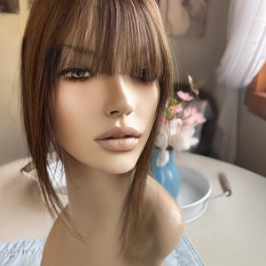 Claudette Light Density Topper 100% Human Hair Topper Wig Neutral Medium Brown Silk Top Parting Topper for Clip In Bangs Topper