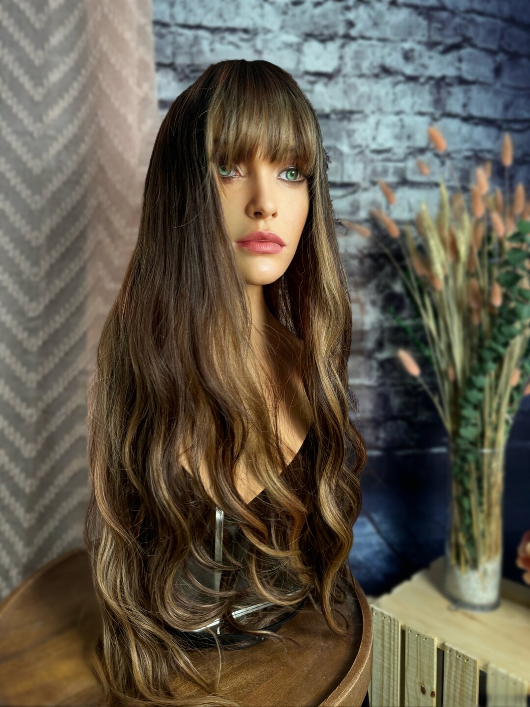 Savannah Long Brown Highlights Wig Wig Beautiful Natural
