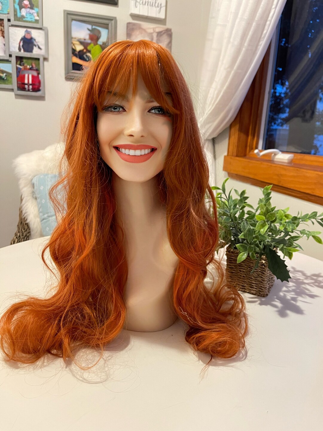 Hilla Ginger Wig Fiery Long Wavy Wig Red Wig With Bangs Copper Wig