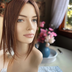 Odette Light Density Topper 100% Human Hair Topper Wig Warm Coppery Brown Silk Top Parting Topper for Clip In Bangs Topper