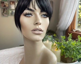 Clarette Light Density Topper 100% Human Hair Topper Natural Black Wig Silk Top Parting Topper for Clip In Bangs Topper