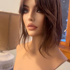 Bette Ombre Warm Brown Light Density Topper 100% Human Hair Topper Wig Dark Natural Brown Silk Top Parting Topper for Clip In Bangs 10”